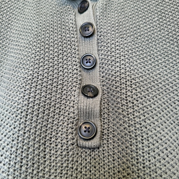 AE | Open Knit Henley Olive Green VSCO Cozy Pullover Sweater - Picture 8 of 14